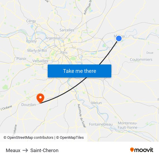 Meaux to Saint-Cheron map