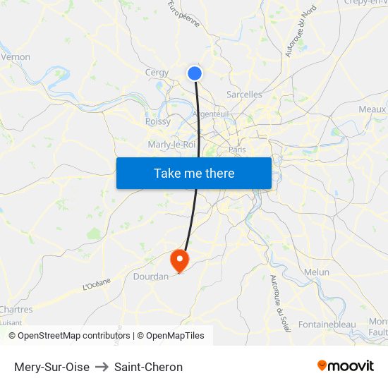 Mery-Sur-Oise to Saint-Cheron map