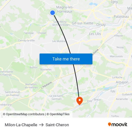 Milon-La-Chapelle to Saint-Cheron map