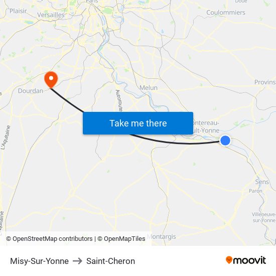 Misy-Sur-Yonne to Saint-Cheron map