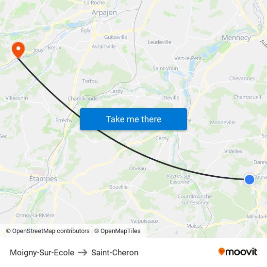 Moigny-Sur-Ecole to Saint-Cheron map