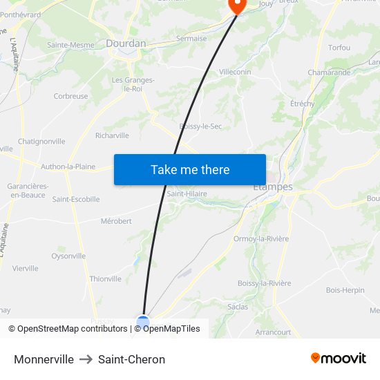 Monnerville to Saint-Cheron map
