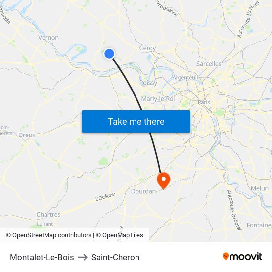 Montalet-Le-Bois to Saint-Cheron map