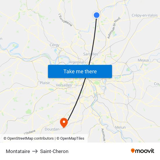 Montataire to Saint-Cheron map