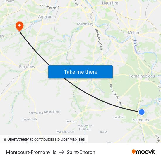 Montcourt-Fromonville to Saint-Cheron map