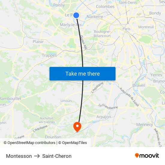 Montesson to Saint-Cheron map