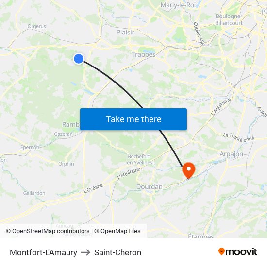 Montfort-L'Amaury to Saint-Cheron map