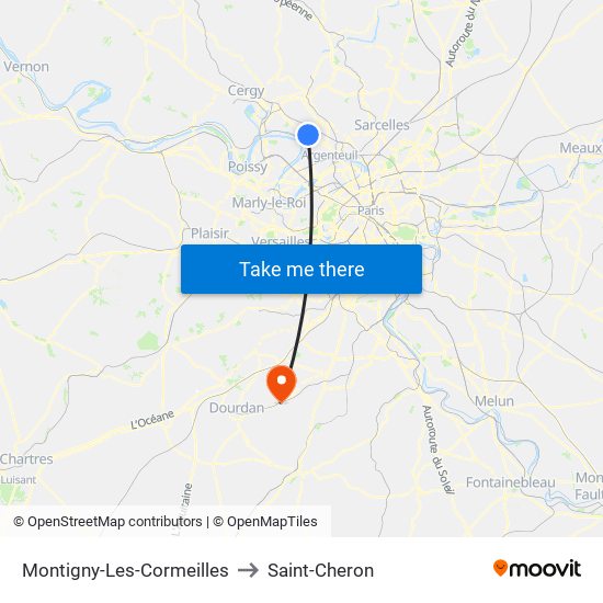 Montigny-Les-Cormeilles to Saint-Cheron map