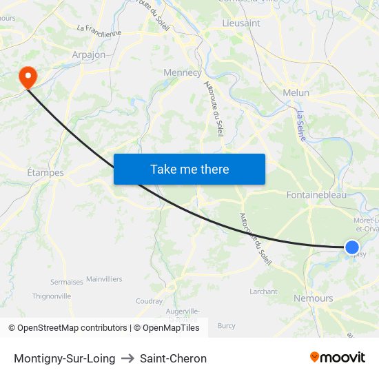 Montigny-Sur-Loing to Saint-Cheron map