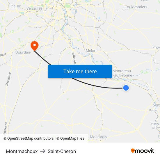 Montmachoux to Saint-Cheron map