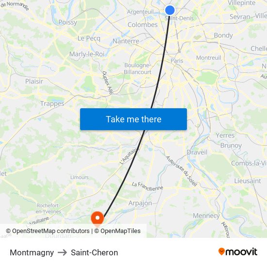 Montmagny to Saint-Cheron map