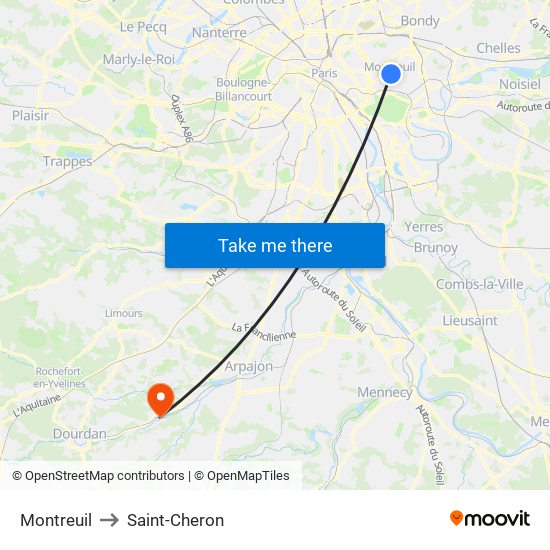 Montreuil to Saint-Cheron map