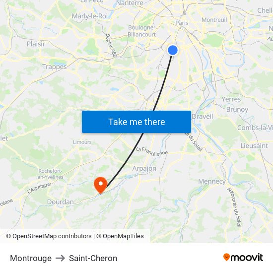 Montrouge to Saint-Cheron map