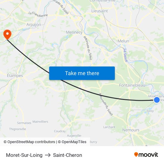 Moret-Sur-Loing to Saint-Cheron map