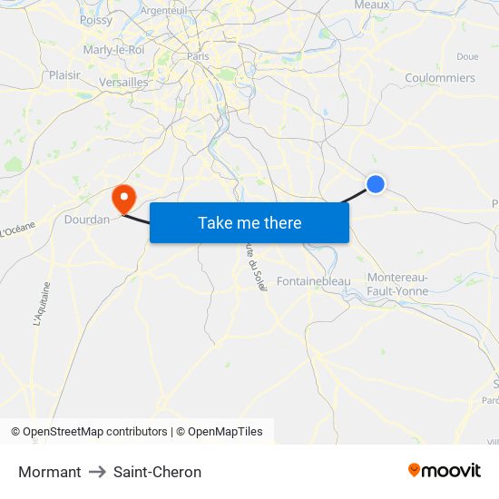Mormant to Saint-Cheron map