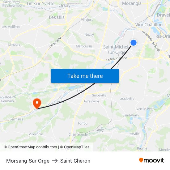 Morsang-Sur-Orge to Saint-Cheron map