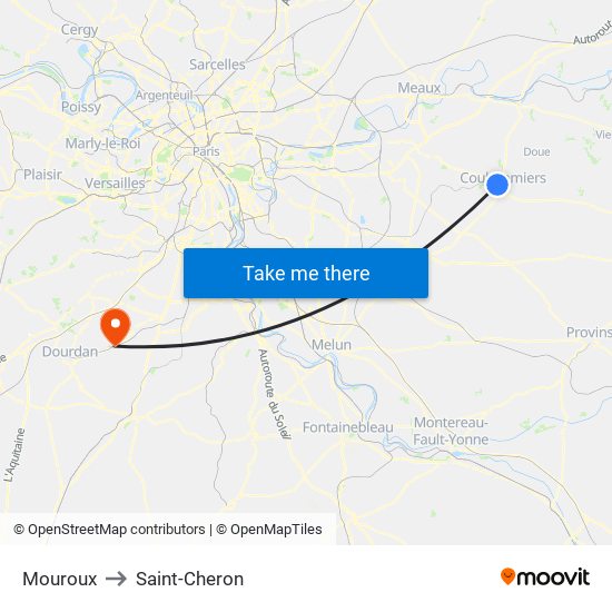 Mouroux to Saint-Cheron map