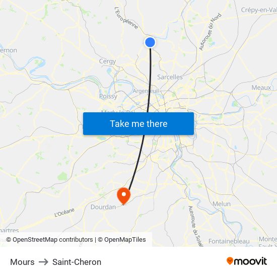 Mours to Saint-Cheron map