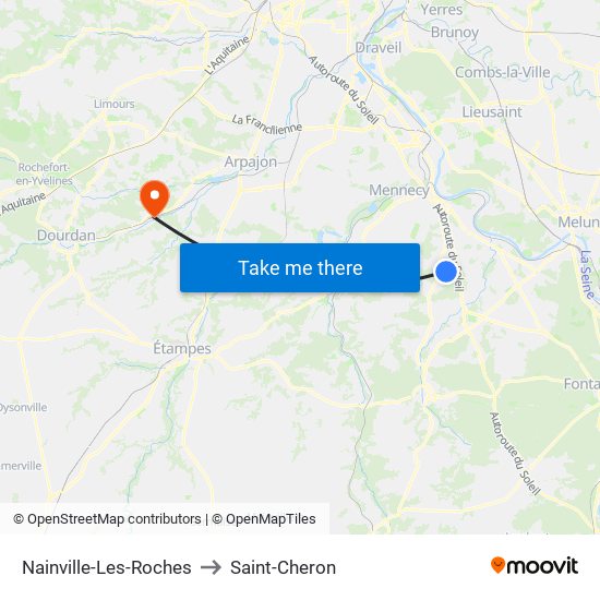 Nainville-Les-Roches to Saint-Cheron map
