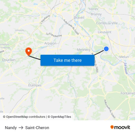 Nandy to Saint-Cheron map