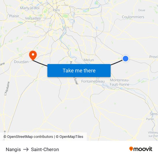 Nangis to Saint-Cheron map