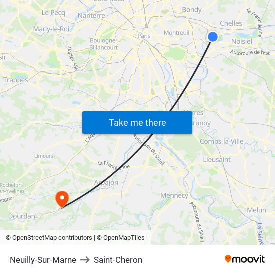 Neuilly-Sur-Marne to Saint-Cheron map