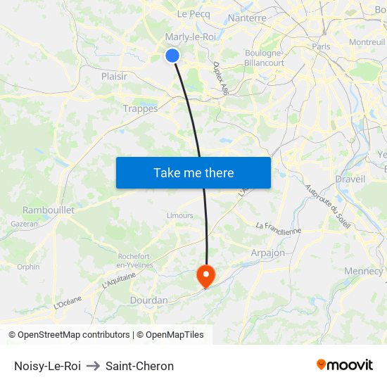 Noisy-Le-Roi to Saint-Cheron map