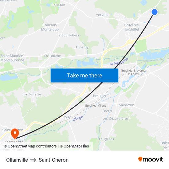 Ollainville to Saint-Cheron map