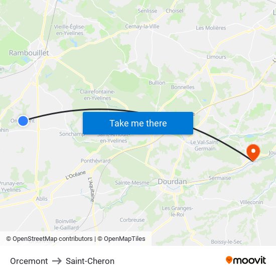 Orcemont to Saint-Cheron map