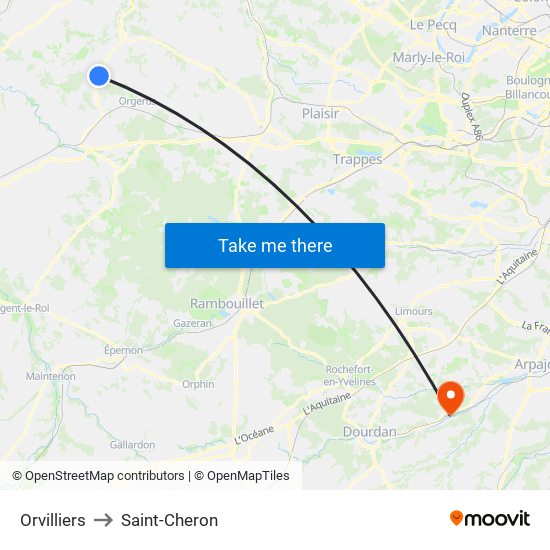 Orvilliers to Saint-Cheron map