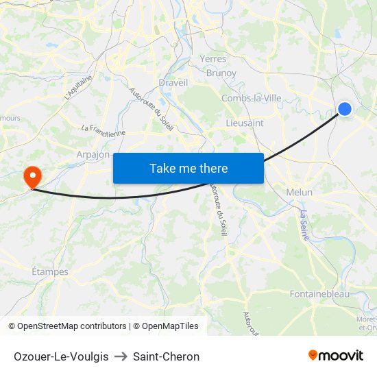 Ozouer-Le-Voulgis to Saint-Cheron map