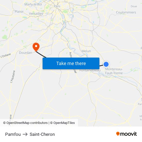 Pamfou to Saint-Cheron map
