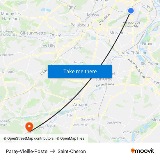 Paray-Vieille-Poste to Saint-Cheron map