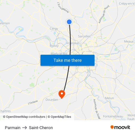 Parmain to Saint-Cheron map