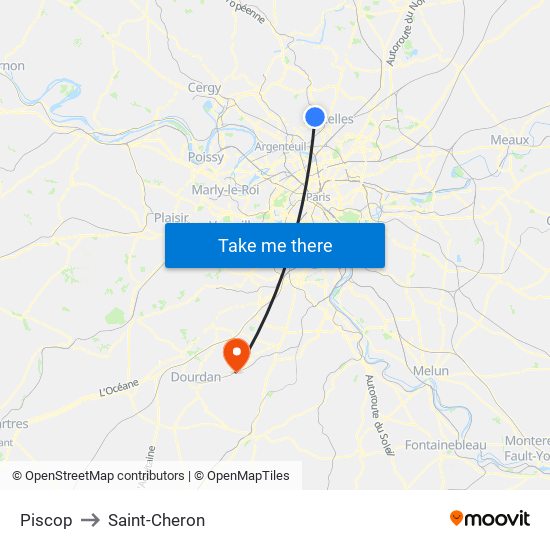 Piscop to Saint-Cheron map