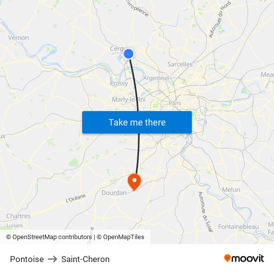Pontoise to Saint-Cheron map