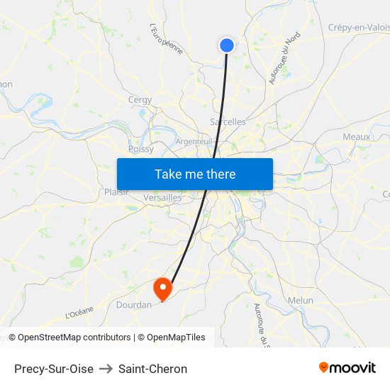 Precy-Sur-Oise to Saint-Cheron map
