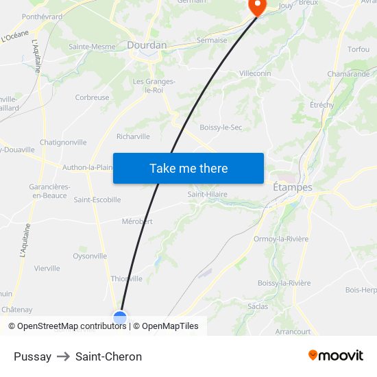 Pussay to Saint-Cheron map