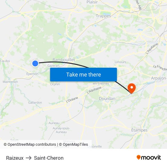 Raizeux to Saint-Cheron map