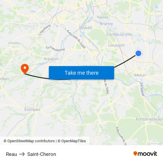 Reau to Saint-Cheron map