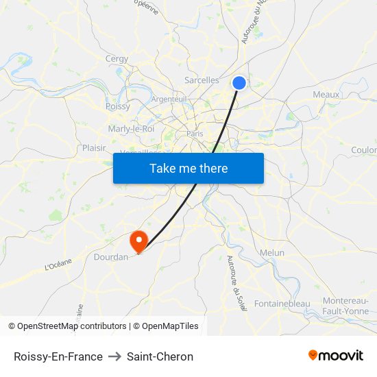 Roissy-En-France to Saint-Cheron map