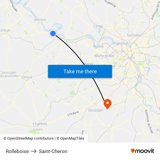 Rolleboise to Saint-Cheron map