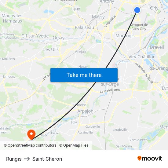 Rungis to Saint-Cheron map