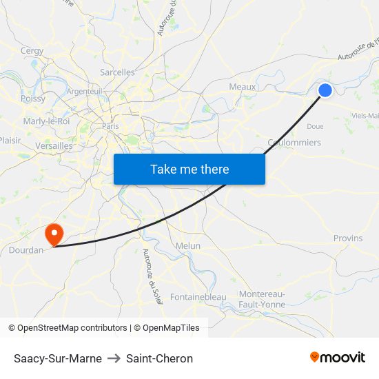 Saacy-Sur-Marne to Saint-Cheron map