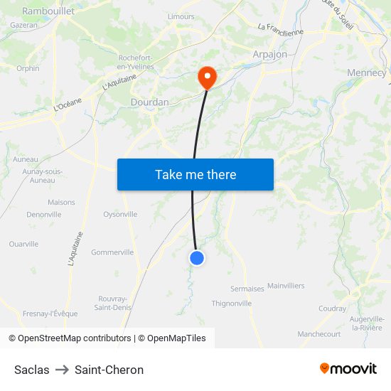 Saclas to Saint-Cheron map