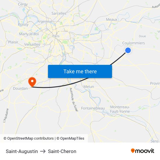 Saint-Augustin to Saint-Cheron map