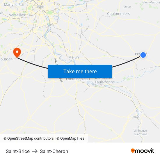 Saint-Brice to Saint-Cheron map