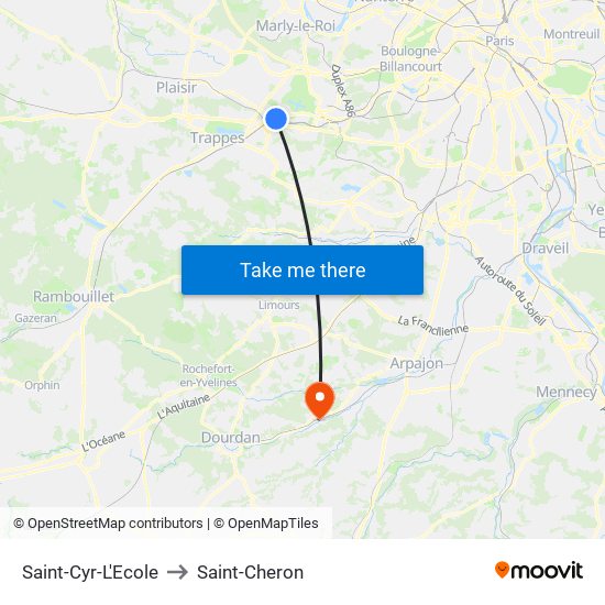 Saint-Cyr-L'Ecole to Saint-Cheron map