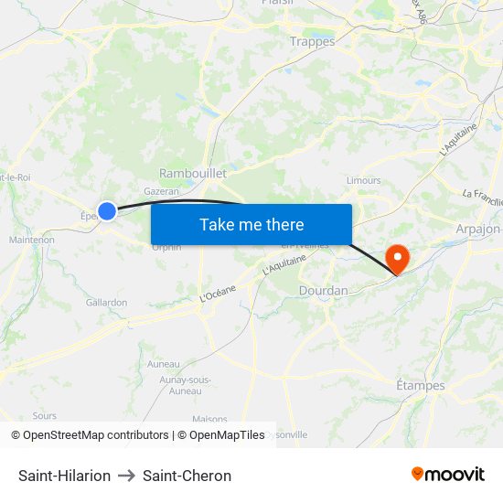 Saint-Hilarion to Saint-Cheron map