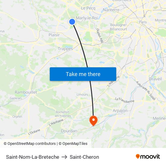 Saint-Nom-La-Breteche to Saint-Cheron map